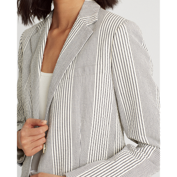 Navy/White Seersucker Cotton Blazer Lauren 6