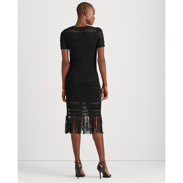 Black Pointelle Short-Sleeve Dress Lauren 5