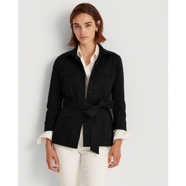 Black Stretch Cotton Jacket  Lauren 1