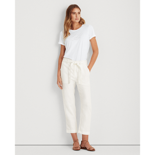 White Logo Cotton-Blend Tee Lauren 3