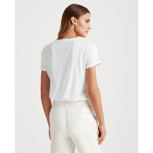 White Logo Cotton-Blend Tee Lauren 4