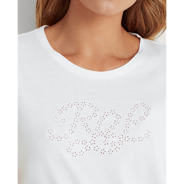 White Logo Cotton-Blend Tee Lauren 5