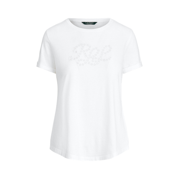 White Logo Cotton-Blend Tee Lauren 2