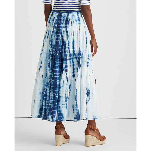 Blue Multi Tie-Dye Tiered Peasant Skirt Lauren 5