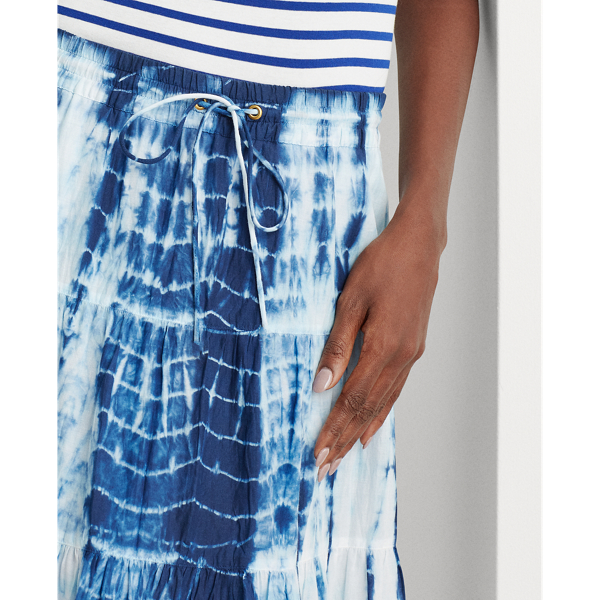Blue Multi Tie-Dye Tiered Peasant Skirt Lauren 6