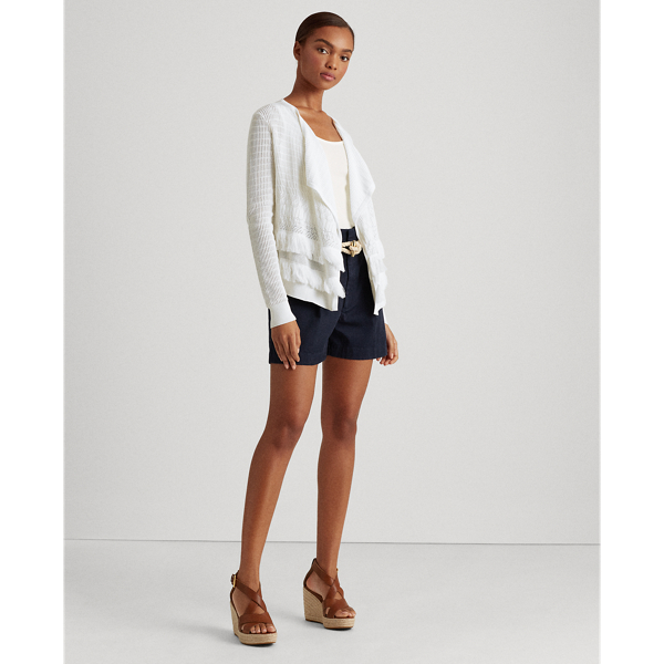 White Fringe Cotton-Blend Cardigan Lauren 3