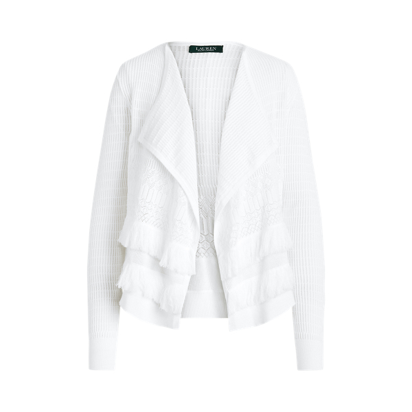 Cardigan en coton m&eacute;lang&eacute; &agrave; franges Lauren en 1