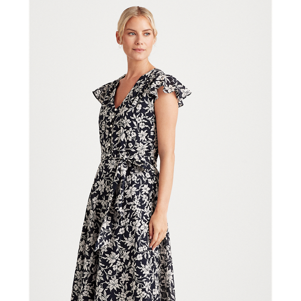 Lauren Navy/Cream Floral Cotton Midi Dress Lauren 4