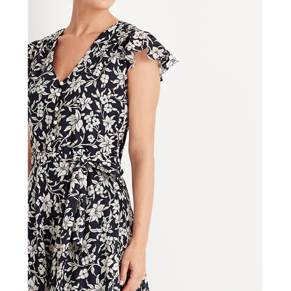 Lauren Navy/Cream Floral Cotton Midi Dress Lauren 6