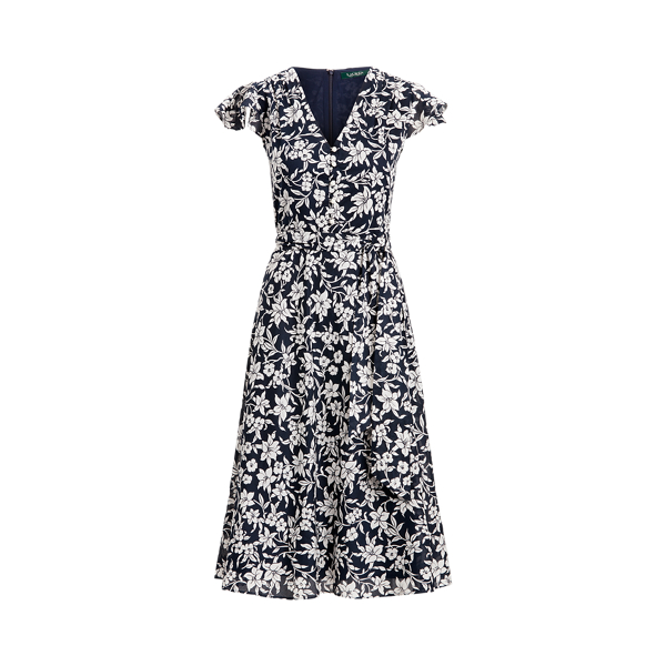Lauren Navy/Cream Floral Cotton Midi Dress Lauren 2