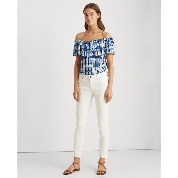 Blue Multi Tie-Dye Off-the-Shoulder Top Lauren 3