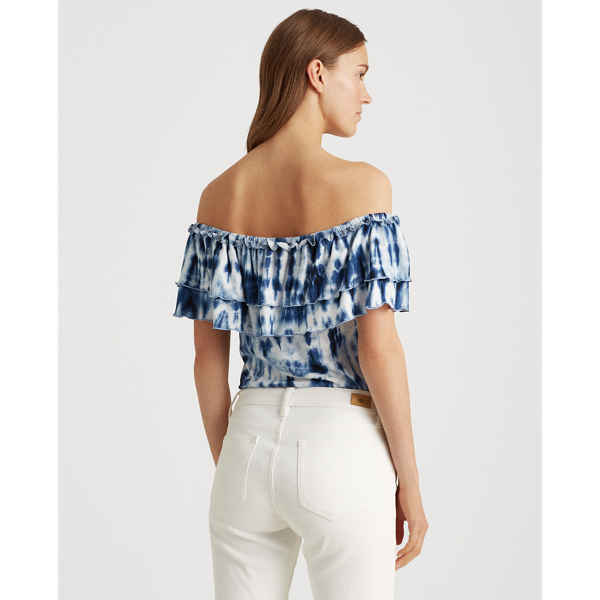 Blue Multi Tie-Dye Off-the-Shoulder Top Lauren 4
