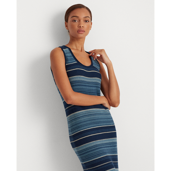Blue Multi Striped Sleeveless Dress Lauren 4