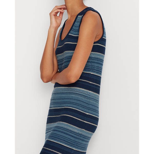Blue Multi Striped Sleeveless Dress Lauren 6