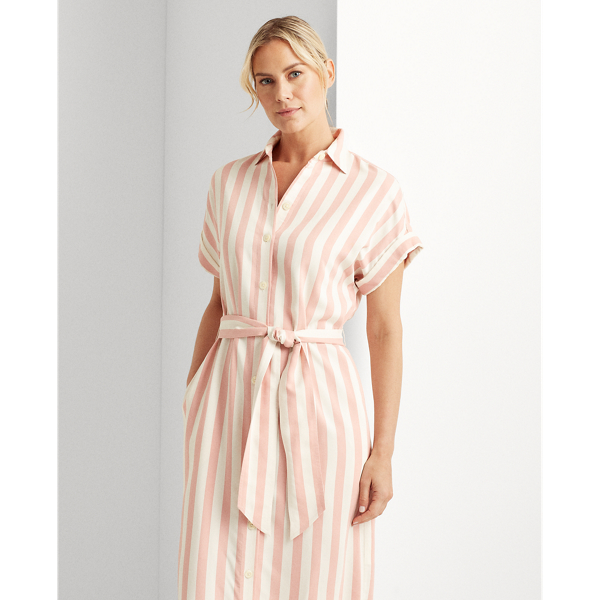 Pink/White Striped Twill Shirtdress Lauren 4