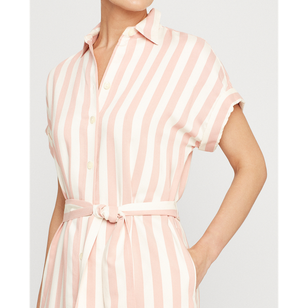 Pink/White Striped Twill Shirtdress Lauren 6