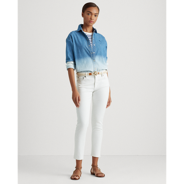 Dipped Indigo Wash Ombre Denim Shirt Lauren 3