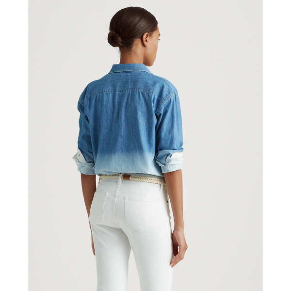 Dipped Indigo Wash Ombre Denim Shirt Lauren 4
