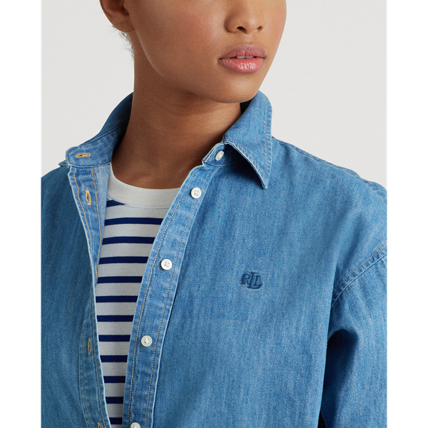 Dipped Indigo Wash Ombre Denim Shirt Lauren 5