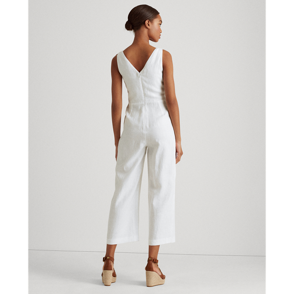 White Wrap-Style Linen Jumpsuit Lauren 5
