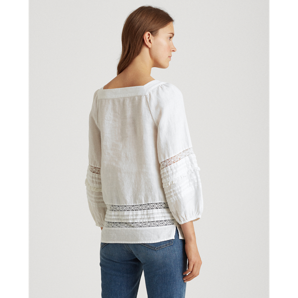 White Linen Balloon-Sleeve Top Lauren 4
