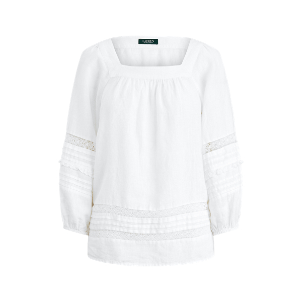 Linen Balloon-Sleeve Top Lauren 1