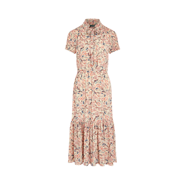 Pleated Floral Georgette Dress Lauren 1