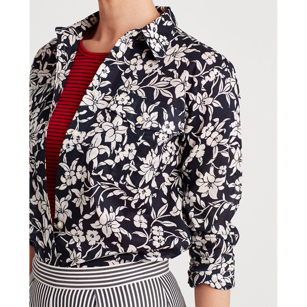 Chemisier en coton fleuri Lauren en Lauren Navy/Cream 5