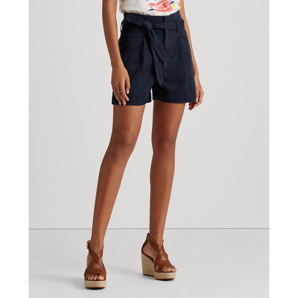 Navy High-Rise Cotton Twill Short Lauren 3