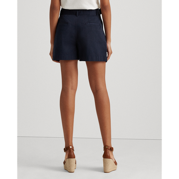 Navy High-Rise Cotton Twill Short Lauren 4