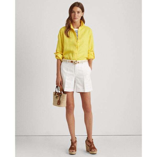White Linen-Twill Short Lauren 3