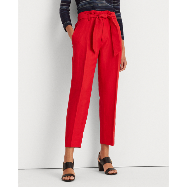 Orient Red Linen-Twill Cropped Trouser Lauren 3