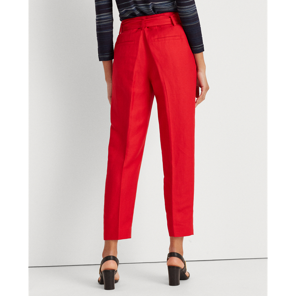 Orient Red Linen-Twill Cropped Trouser Lauren 4