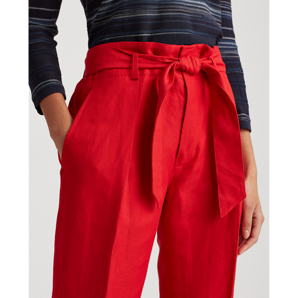 Orient Red Linen-Twill Cropped Trouser Lauren 5