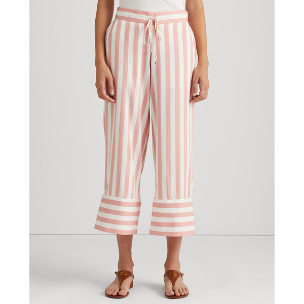 Pink/White Striped Twill Wide-Leg Trouser Lauren 4