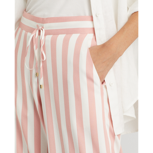 Pink/White Striped Twill Wide-Leg Trouser Lauren 6