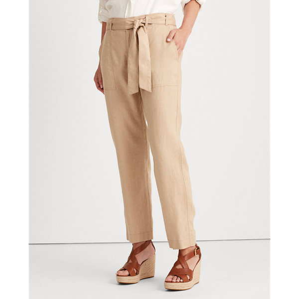Birch Tan Belted Linen Trouser Lauren 3