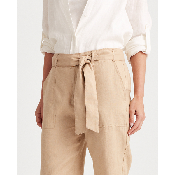 Birch Tan Belted Linen Trouser Lauren 5