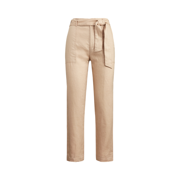 Birch Tan Belted Linen Trouser Lauren 2