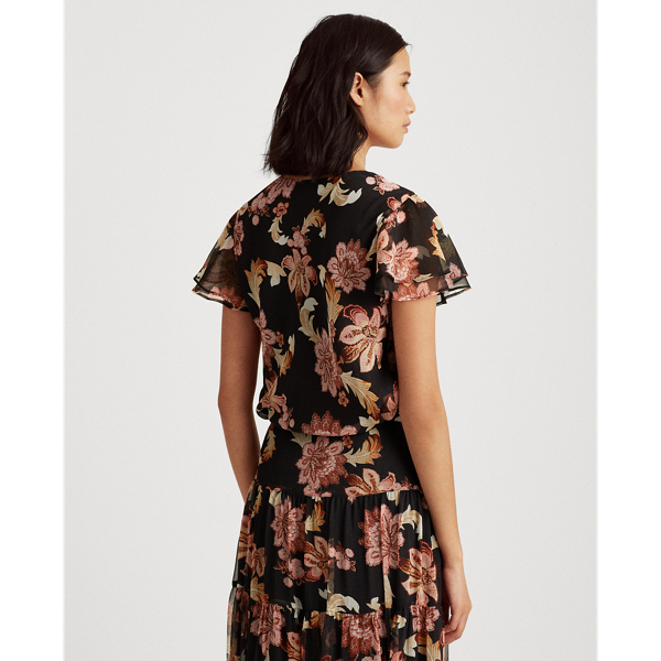 Polo Black Multi Floral Georgette Top Lauren 4