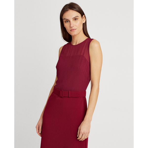 Exotic Ruby Belted Georgette-Jersey Dress Lauren 4