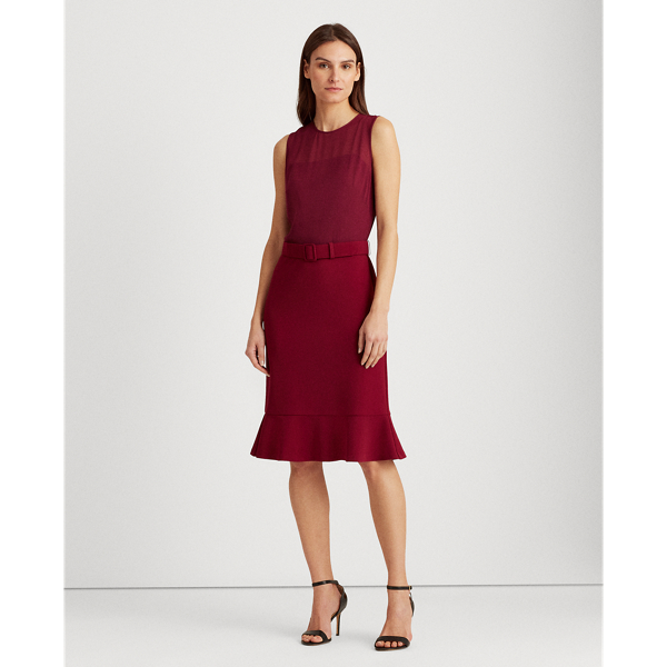 Belted Georgette Jersey Dress for Women Ralph Lauren CL