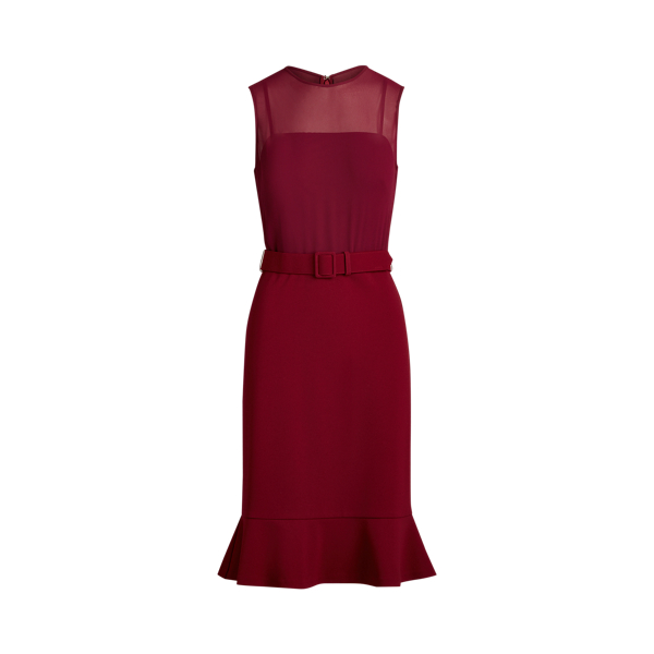 Belted Georgette-Jersey Dress Lauren 1