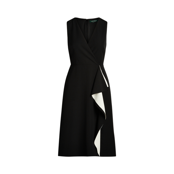 Crepe Surplice Dress Lauren in Black/Lauren White 2