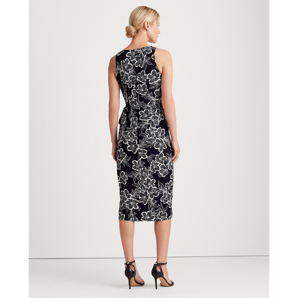Lighthouse Navy/Colonial Floral Jersey Surplice Dress Lauren 5