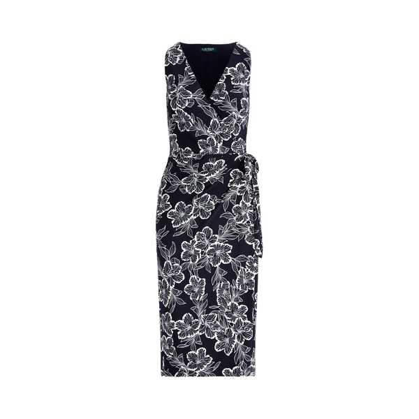 Lighthouse Navy/Colonial Floral Jersey Surplice Dress Lauren 2