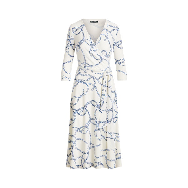 Printed Jersey Surplice Dress Lauren em 1