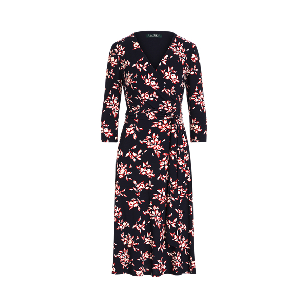 Floral Jersey Surplice Dress