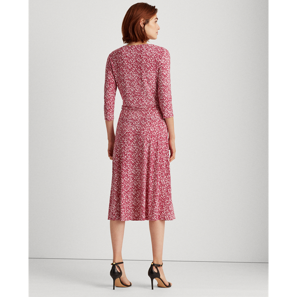 Modern Dahlia/Cream Floral Jersey Surplice Dress Lauren 5