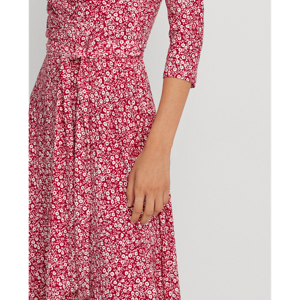 Modern Dahlia/Cream Floral Jersey Surplice Dress Lauren 6